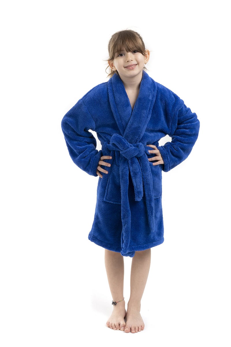 BC BARE COTTON Bare Cotton Kids Microfiber Fleece Shawl Robe - Girls - Royal Blue - Large - Image 1